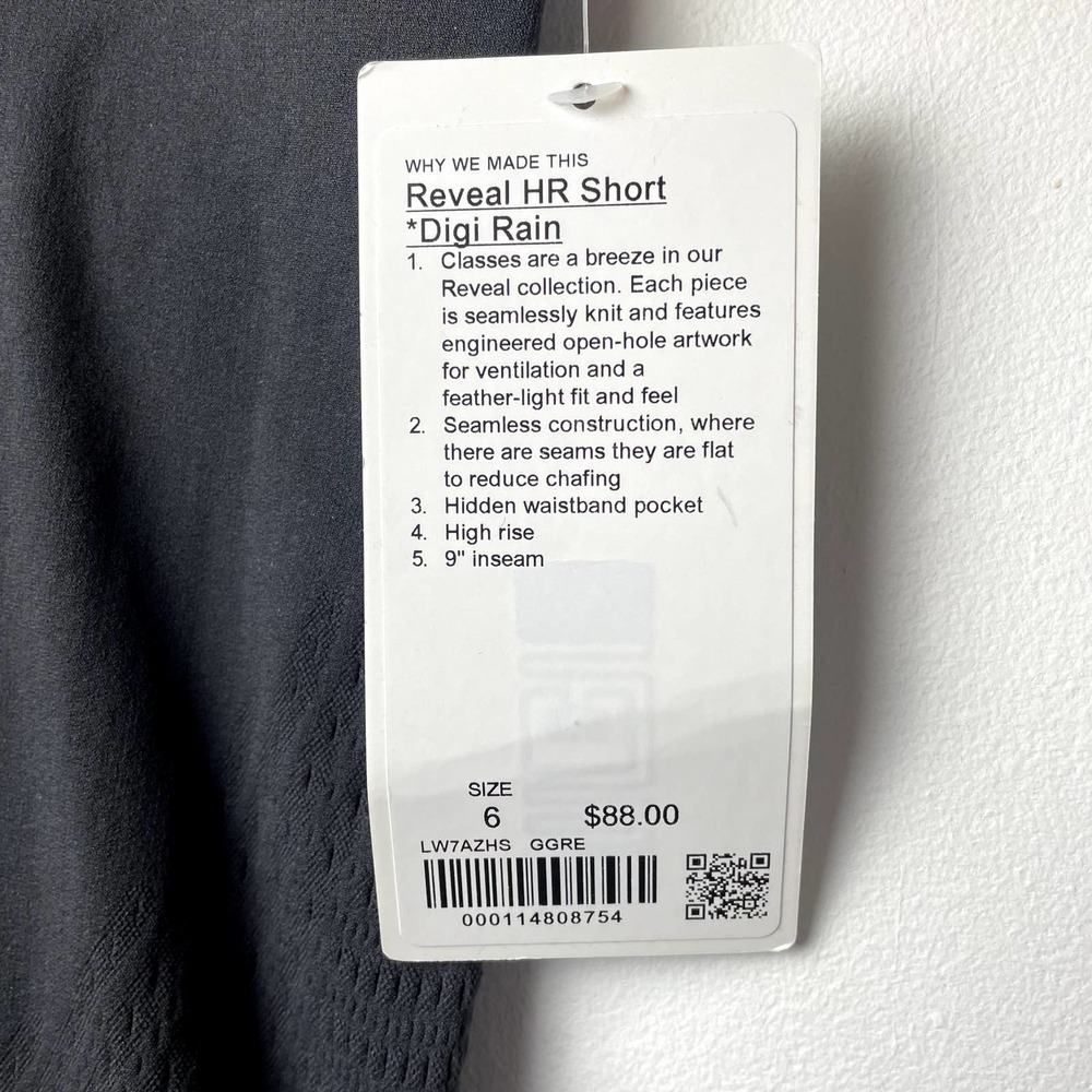 lululemon Dark Gray Reveal Hi-Rise Short Digi Rain 9" — Women's Size 6 NWT NEW - Picture 6 of 12